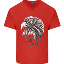 Eagle Bird of Prey Ornithology Mens V-Neck Cotton T-Shirt Red