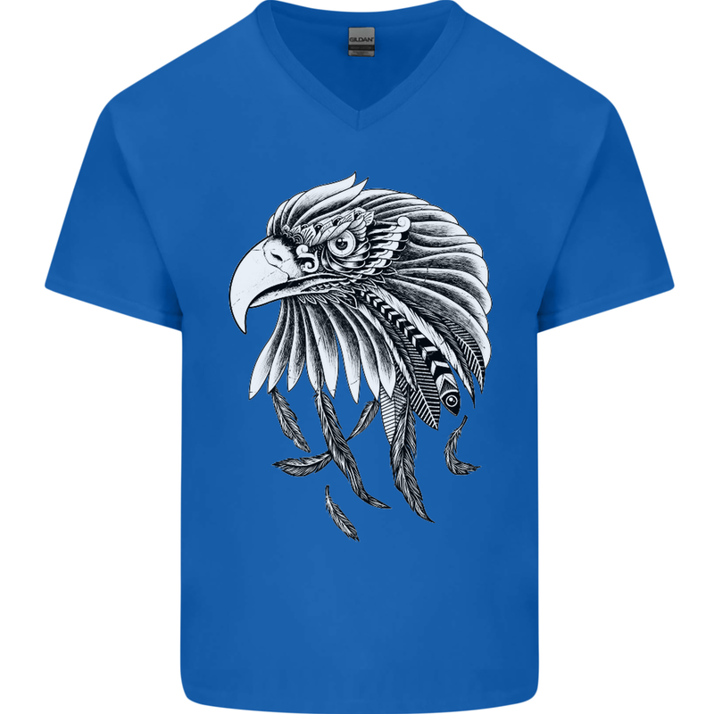 Eagle Bird of Prey Ornithology Mens V-Neck Cotton T-Shirt Royal Blue