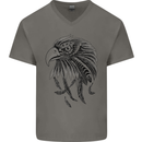 Eagle Ornithology Bird of Prey Mens V-Neck Cotton T-Shirt Charcoal