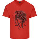 Eagle Ornithology Bird of Prey Mens V-Neck Cotton T-Shirt Red