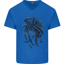 Eagle Ornithology Bird of Prey Mens V-Neck Cotton T-Shirt Royal Blue