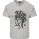 Eagle Ornithology Bird of Prey Mens V-Neck Cotton T-Shirt Sports Grey