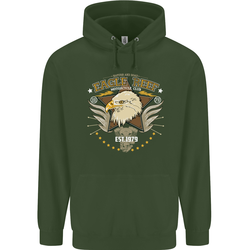 Eagle Reef Motorcycle Motorbike Biker Childrens Kids Hoodie Forest Green