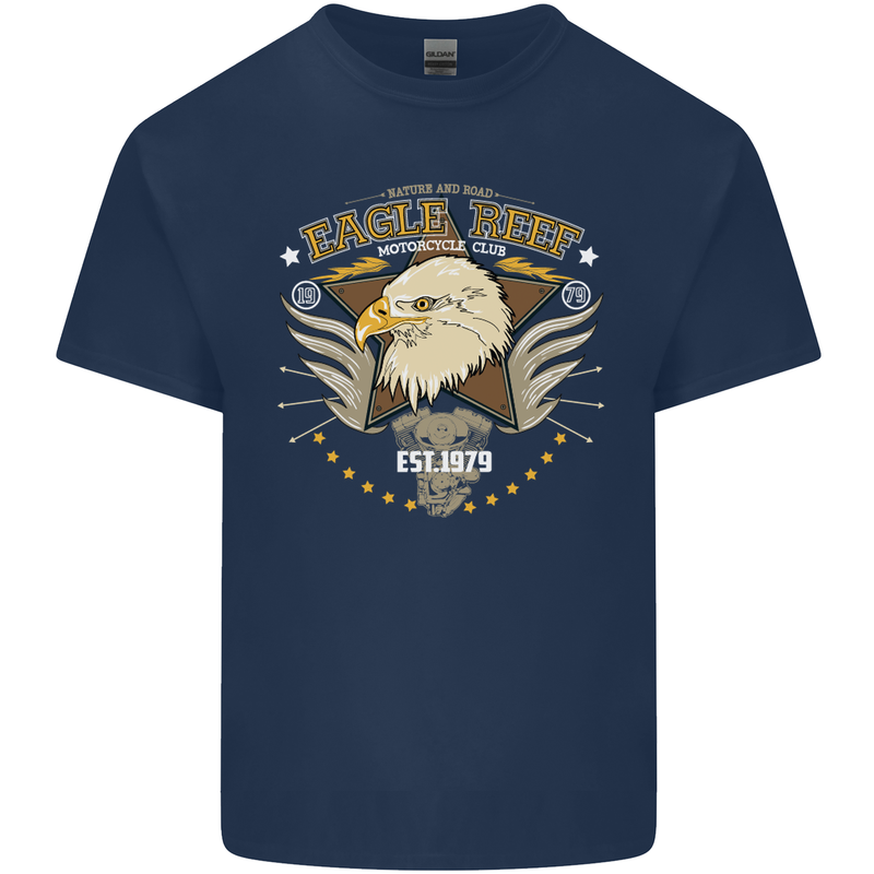Eagle Reef Motorcycle Motorbike Biker Kids T-Shirt Childrens Navy Blue