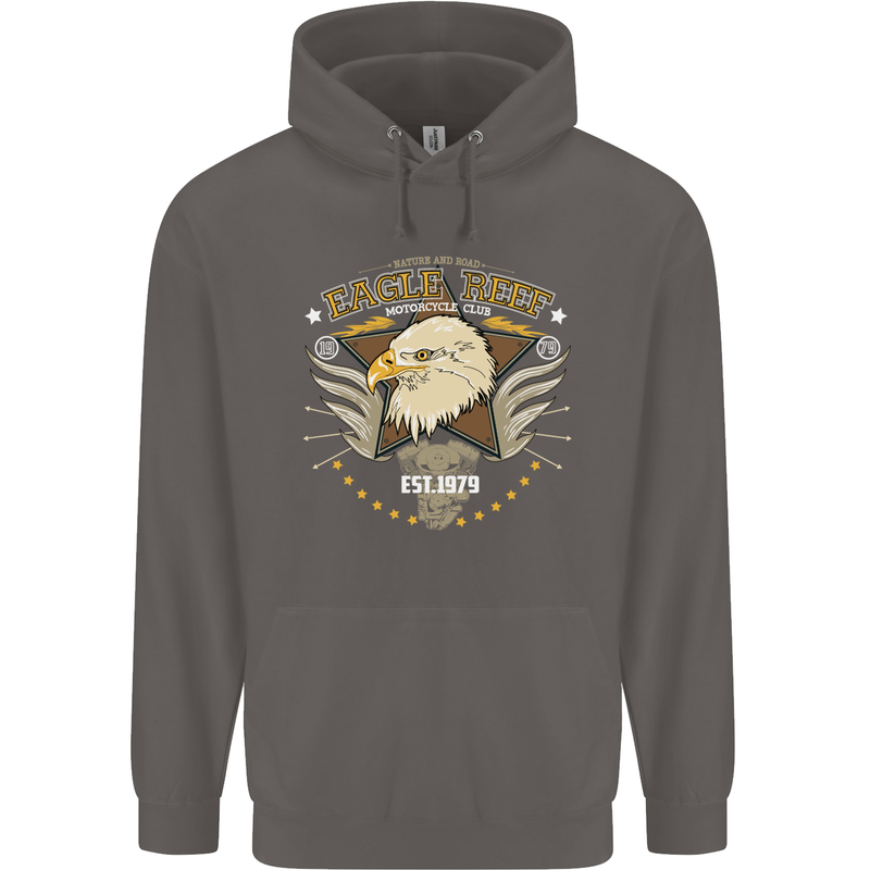 Eagle Reef Motorcycle Motorbike Biker Mens 80% Cotton Hoodie Charcoal