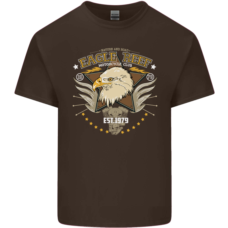 Eagle Reef Motorcycle Motorbike Biker Mens Cotton T-Shirt Tee Top Dark Chocolate