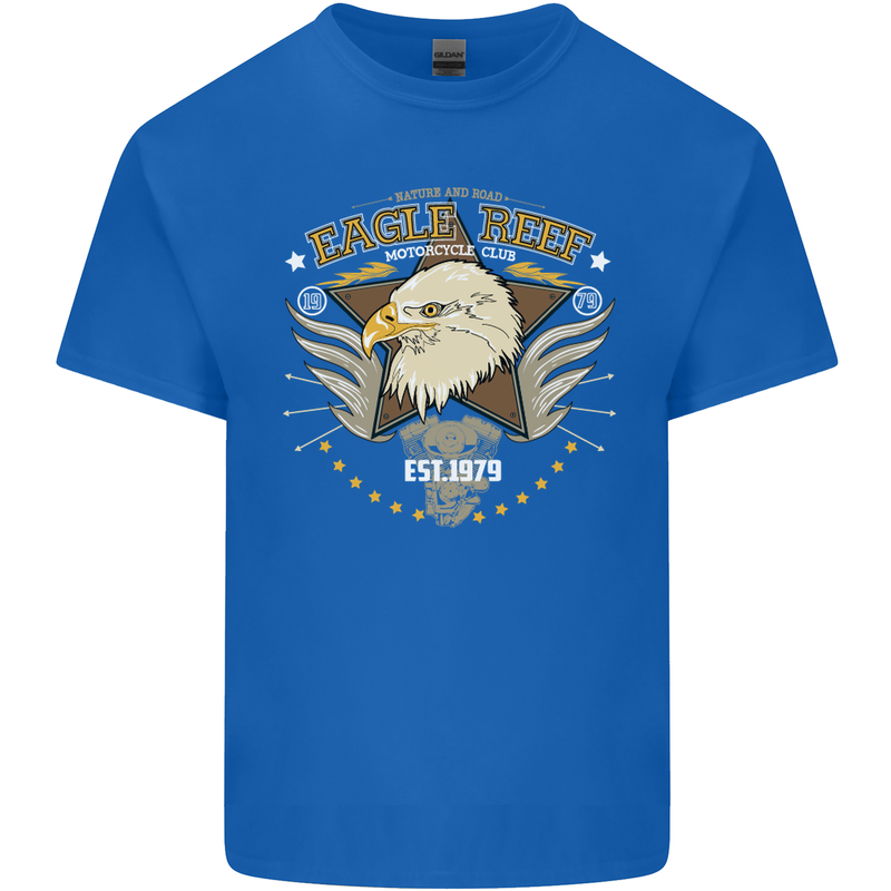 Eagle Reef Motorcycle Motorbike Biker Mens Cotton T-Shirt Tee Top Royal Blue