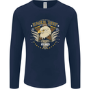 Eagle Reef Motorcycle Motorbike Biker Mens Long Sleeve T-Shirt Navy Blue