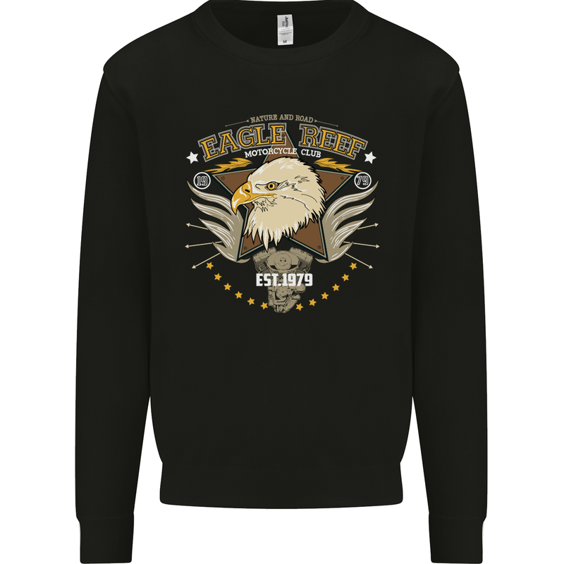 Eagle Reef Motorcycle Motorbike Biker Mens Sweatshirt Jumper Black