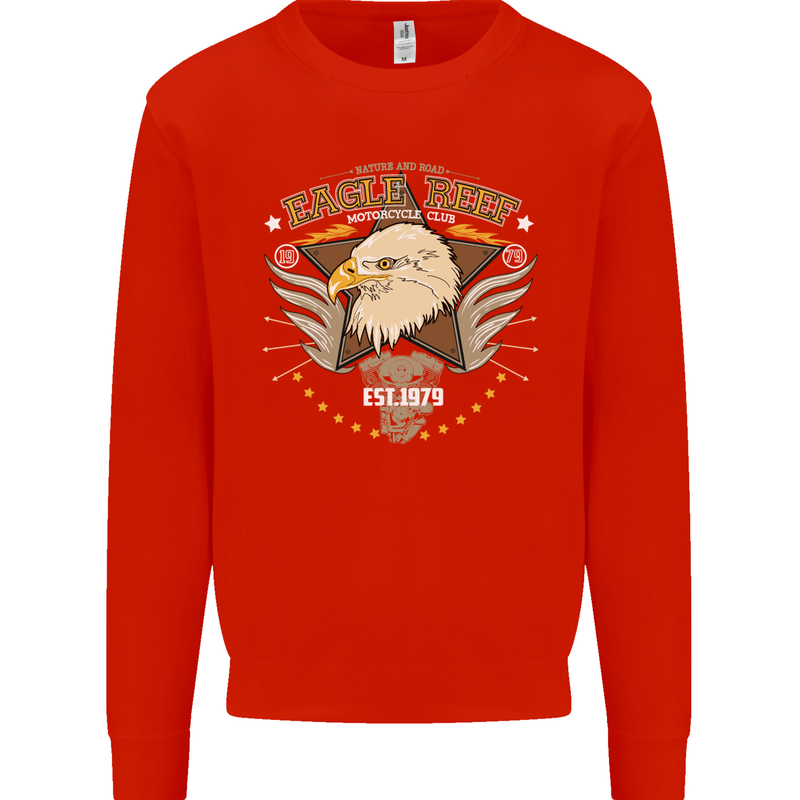 Eagle Reef Motorcycle Motorbike Biker Mens Sweatshirt Jumper Bright Red