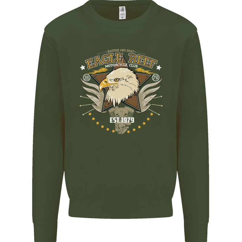 Eagle Reef Motorcycle Motorbike Biker Mens Sweatshirt Jumper Forest Green