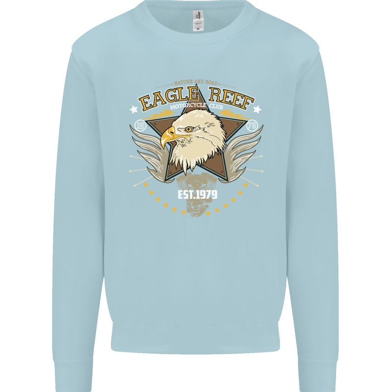 Eagle Reef Motorcycle Motorbike Biker Mens Sweatshirt Jumper Light Blue