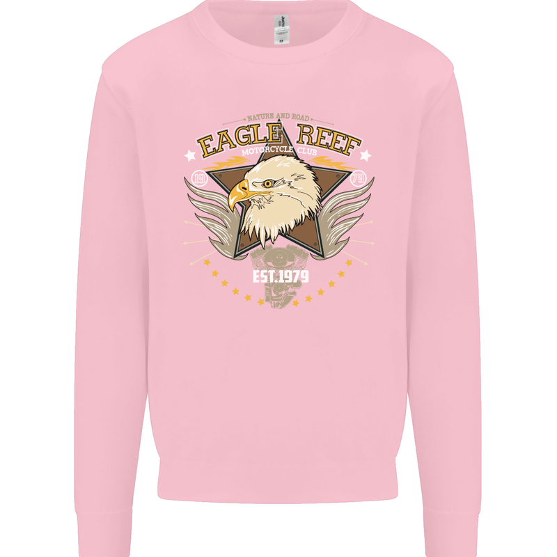 Eagle Reef Motorcycle Motorbike Biker Mens Sweatshirt Jumper Light Pink