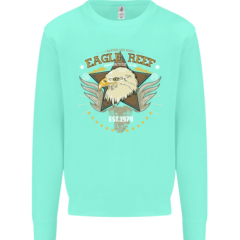 Eagle Reef Motorcycle Motorbike Biker Mens Sweatshirt Jumper Peppermint