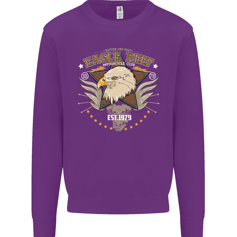 Eagle Reef Motorcycle Motorbike Biker Mens Sweatshirt Jumper Purple