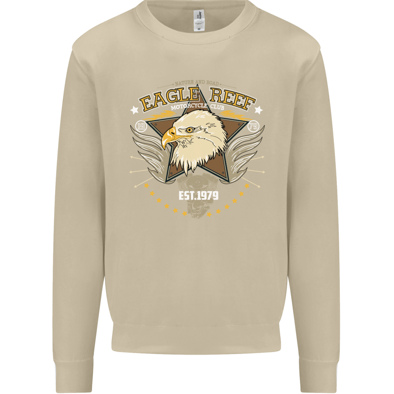 Eagle Reef Motorcycle Motorbike Biker Mens Sweatshirt Jumper Sand