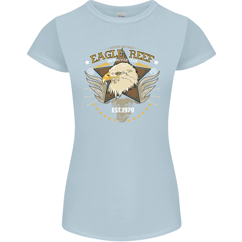 Eagle Reef Motorcycle Motorbike Biker Womens Petite Cut T-Shirt Light Blue