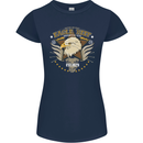 Eagle Reef Motorcycle Motorbike Biker Womens Petite Cut T-Shirt Navy Blue