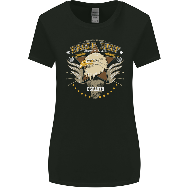Eagle Reef Motorcycle Motorbike Biker Womens Wider Cut T-Shirt Black