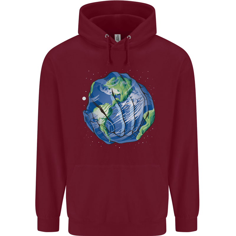 Earth Hands Climate Change Environment Childrens Kids Hoodie Maroon
