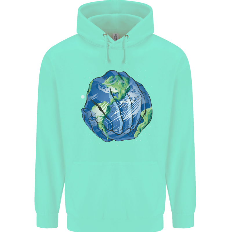 Earth Hands Climate Change Environment Childrens Kids Hoodie Peppermint