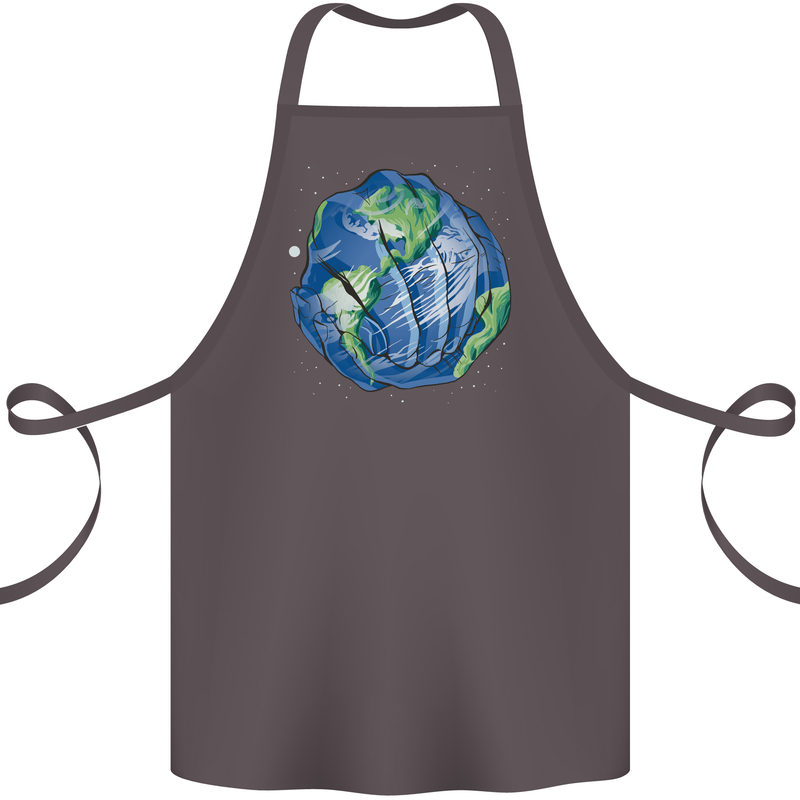 Earth Hands Climate Change Environment Cotton Apron 100% Organic Dark Grey