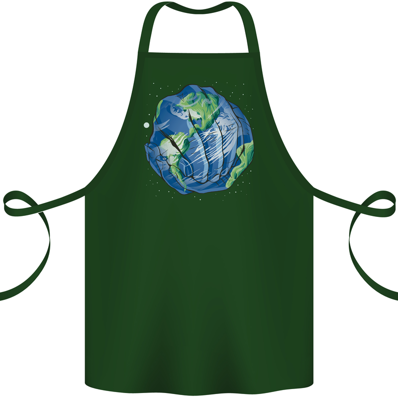 Earth Hands Climate Change Environment Cotton Apron 100% Organic Forest Green