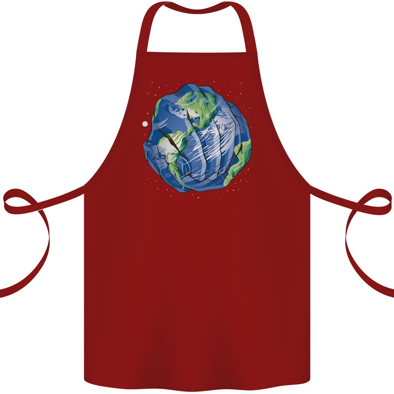 Earth Hands Climate Change Environment Cotton Apron 100% Organic Maroon