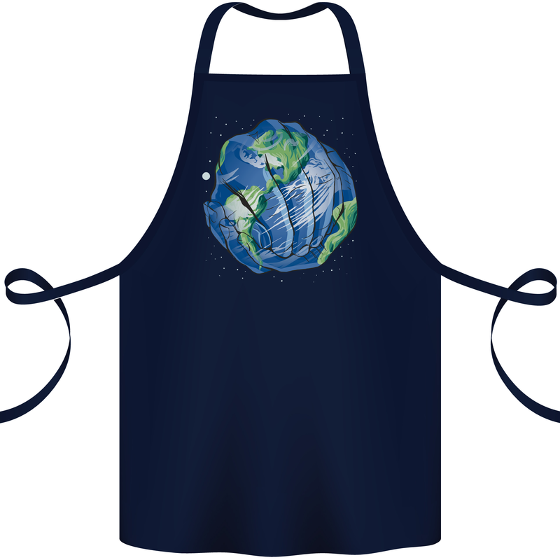 Earth Hands Climate Change Environment Cotton Apron 100% Organic Navy Blue