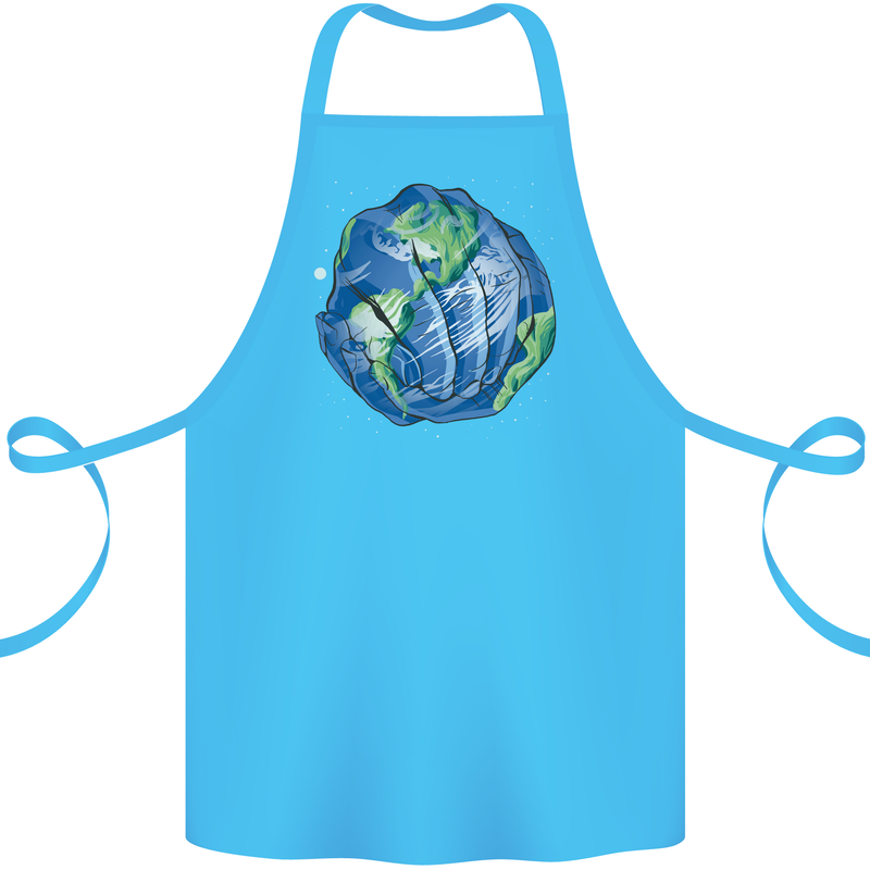 Earth Hands Climate Change Environment Cotton Apron 100% Organic Turquoise
