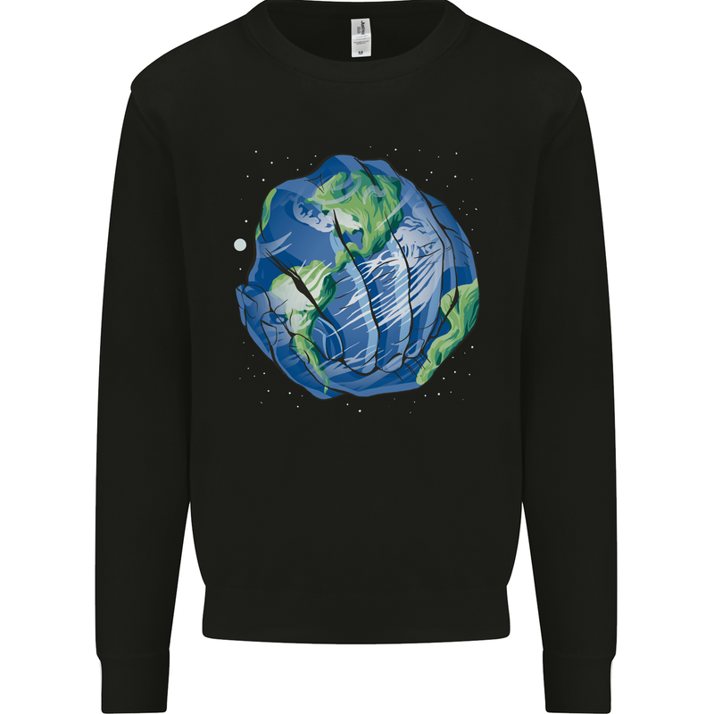 Earth Hands Climate Change Environment Kids Sweatshirt Jumper Black
