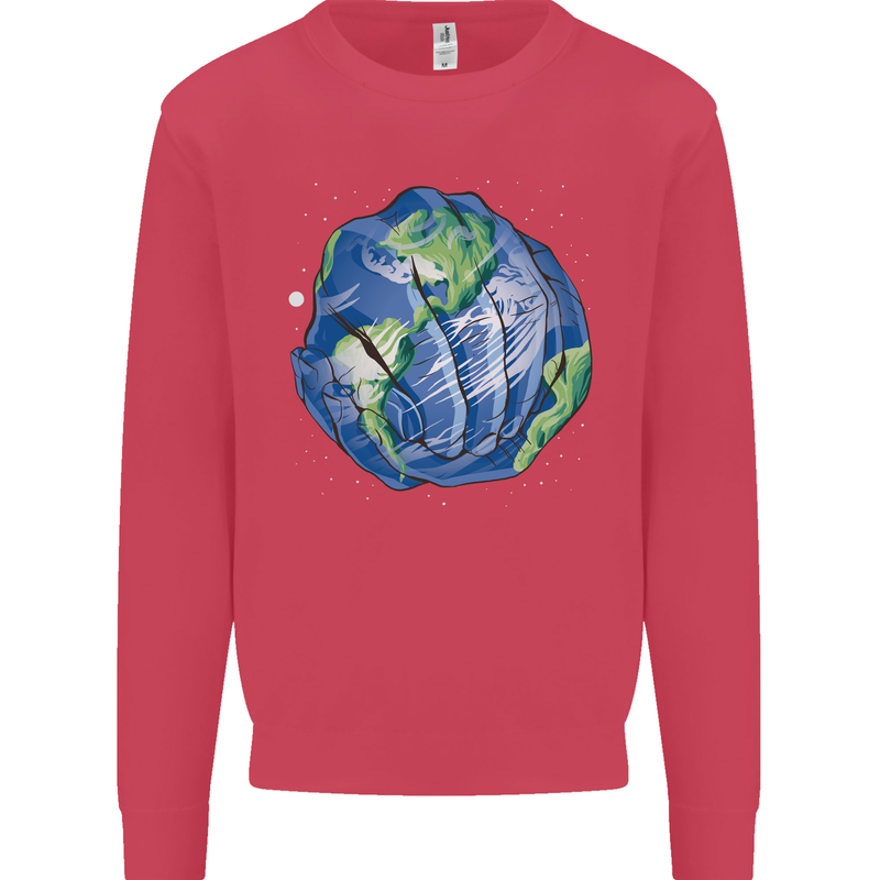 Earth Hands Climate Change Environment Kids Sweatshirt Jumper Heliconia