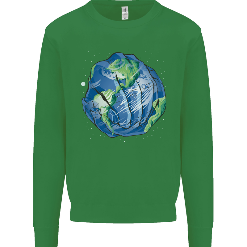 Earth Hands Climate Change Environment Kids Sweatshirt Jumper Irish Green