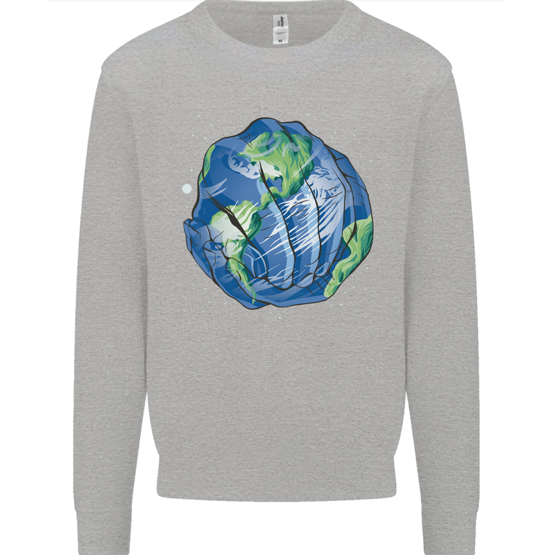 Earth Hands Climate Change Environment Kids Sweatshirt Jumper Sports Grey