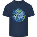 Earth Hands Climate Change Environment Kids T-Shirt Childrens Navy Blue