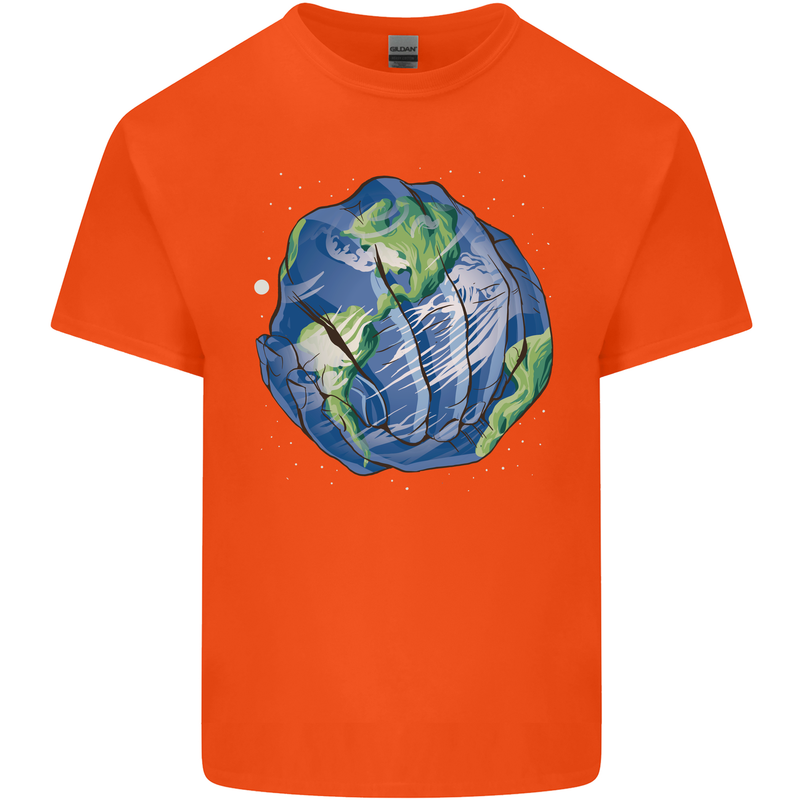 Earth Hands Climate Change Environment Kids T-Shirt Childrens Orange