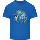 Earth Hands Climate Change Environment Kids T-Shirt Childrens Royal Blue