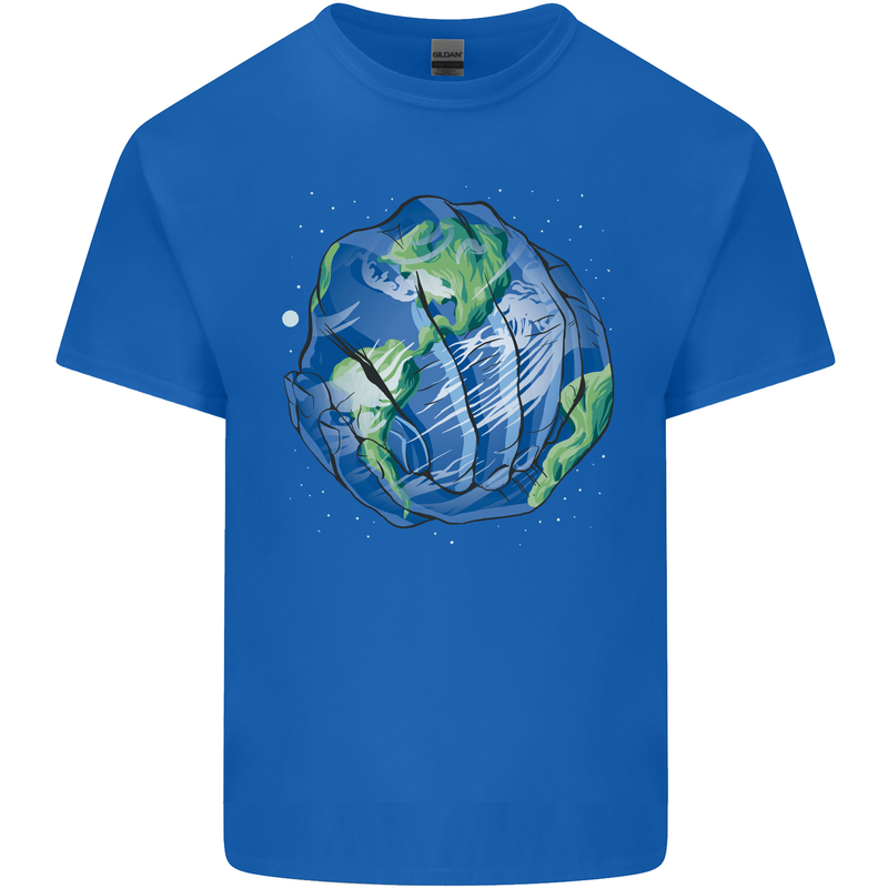 Earth Hands Climate Change Environment Kids T-Shirt Childrens Royal Blue