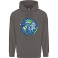 Earth Hands Climate Change Environment Mens 80% Cotton Hoodie Charcoal
