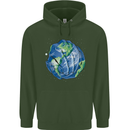 Earth Hands Climate Change Environment Mens 80% Cotton Hoodie Forest Green