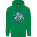 Earth Hands Climate Change Environment Mens 80% Cotton Hoodie Irish Green