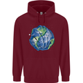 Earth Hands Climate Change Environment Mens 80% Cotton Hoodie Maroon
