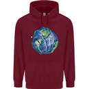 Earth Hands Climate Change Environment Mens 80% Cotton Hoodie Maroon