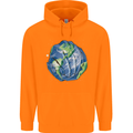 Earth Hands Climate Change Environment Mens 80% Cotton Hoodie Orange