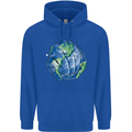 Earth Hands Climate Change Environment Mens 80% Cotton Hoodie Royal Blue