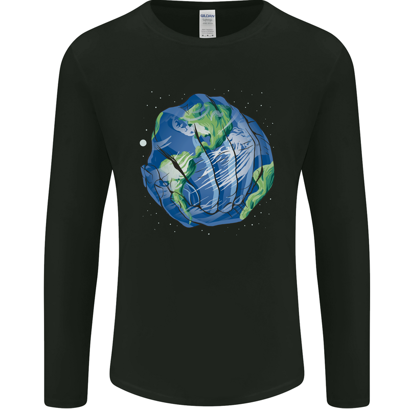 Earth Hands Climate Change Environment Mens Long Sleeve T-Shirt Black