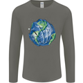 Earth Hands Climate Change Environment Mens Long Sleeve T-Shirt Charcoal