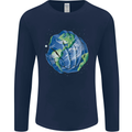 Earth Hands Climate Change Environment Mens Long Sleeve T-Shirt Navy Blue
