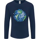 Earth Hands Climate Change Environment Mens Long Sleeve T-Shirt Navy Blue