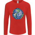 Earth Hands Climate Change Environment Mens Long Sleeve T-Shirt Red